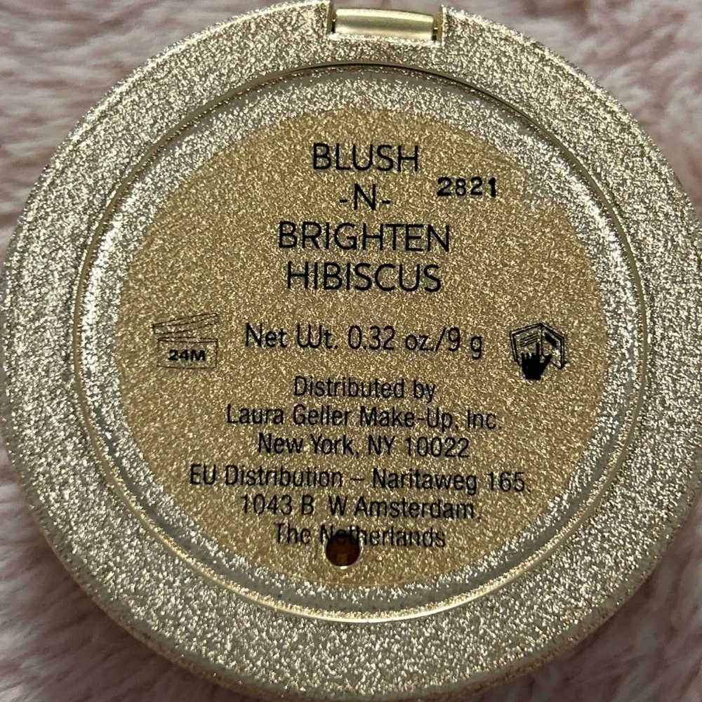 LAURA GELLER Blush -N- Brighten HIBISCUS baked powder 0.32 oz 9 g NEW gold case